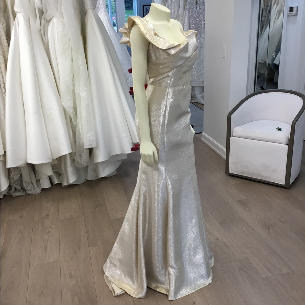 SAMPLE SALE! Tarik Ediz Champagne Gold Evening Gown 93933